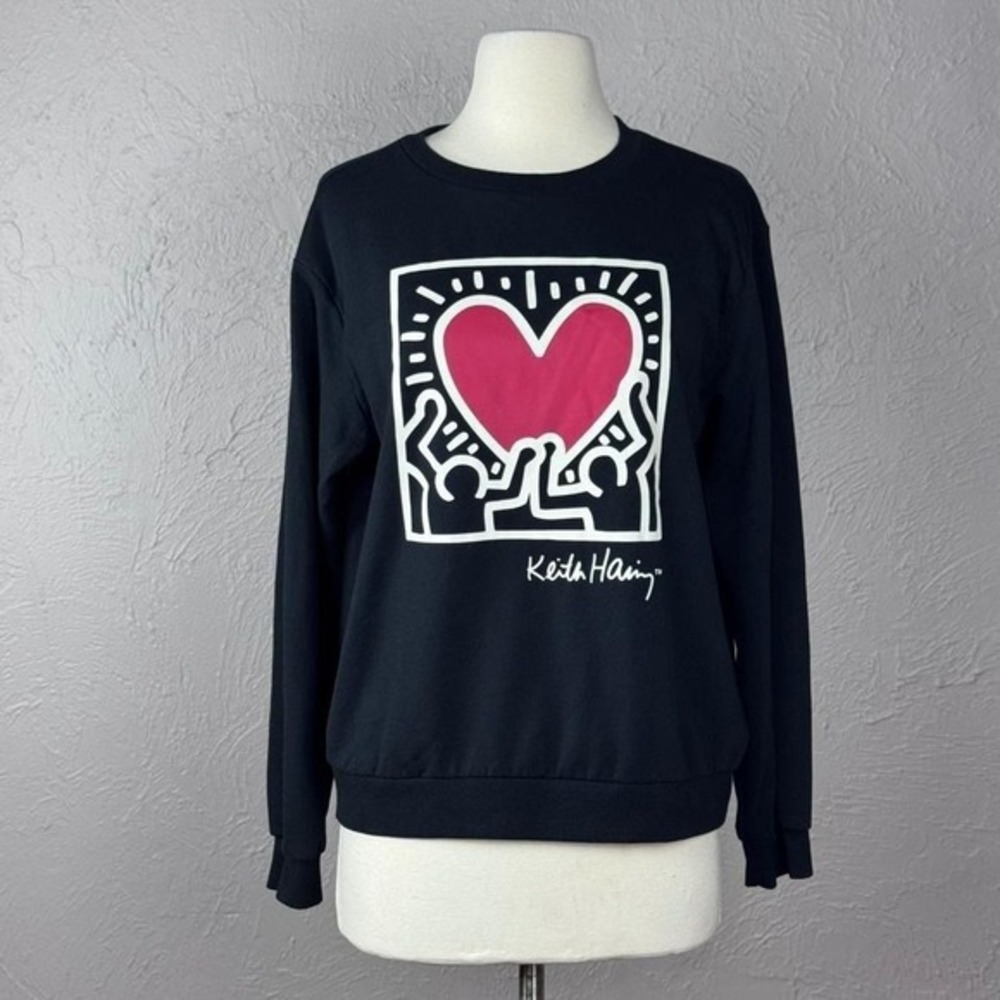 Keith Haring Foundation‎ Dancing Heart Black Crew neck Sweatshirt Medium Pop Art